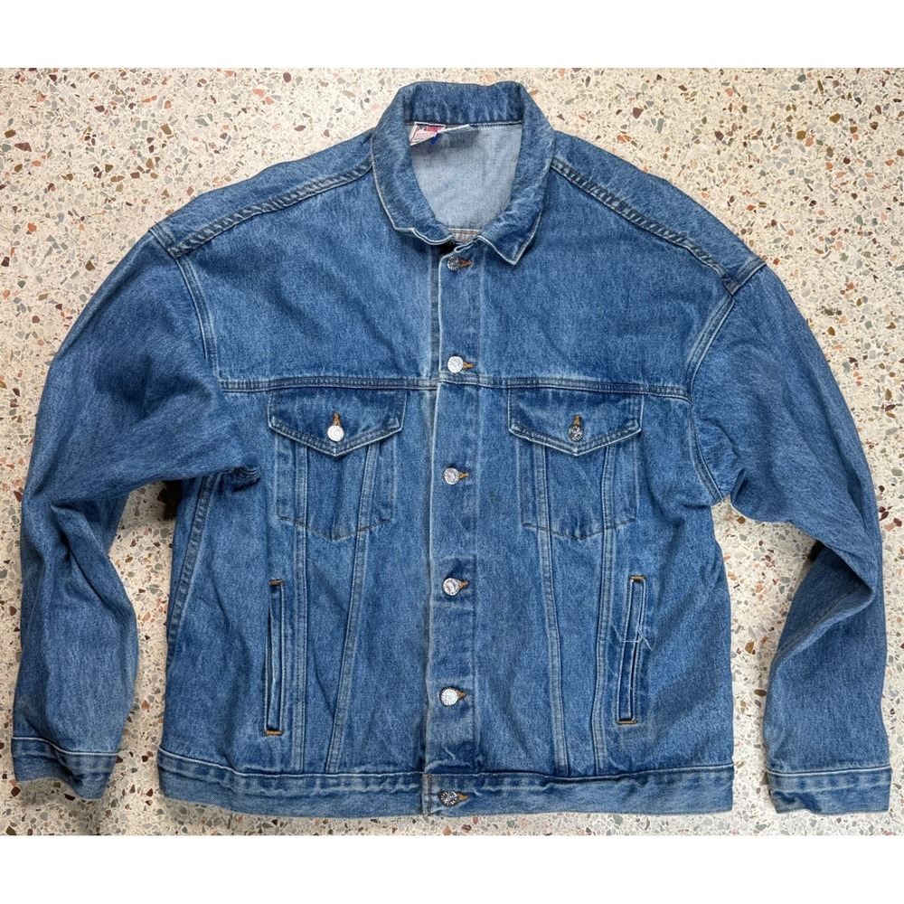 Ford Vtg Rare Mario Angretti 1994 Arrivederci Indy Car Tour Denim Jacket Size L
